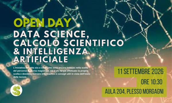 Open day del Corso di Laurea Magistrale in Data Science, Calcolo Scientifico & Intelligenza Artificiale
