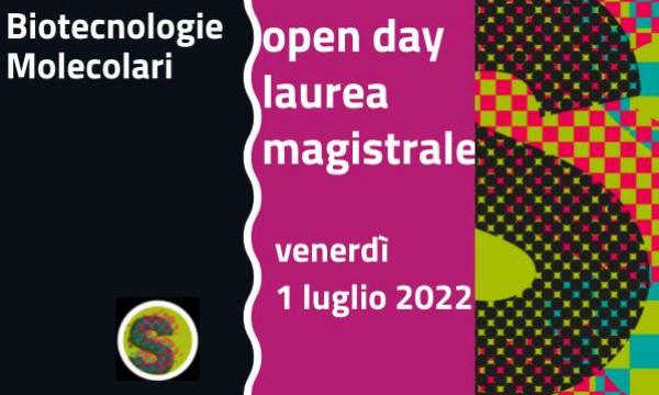 1 luglio-Open day laurea magistrale Biotecnologie Molecolari  